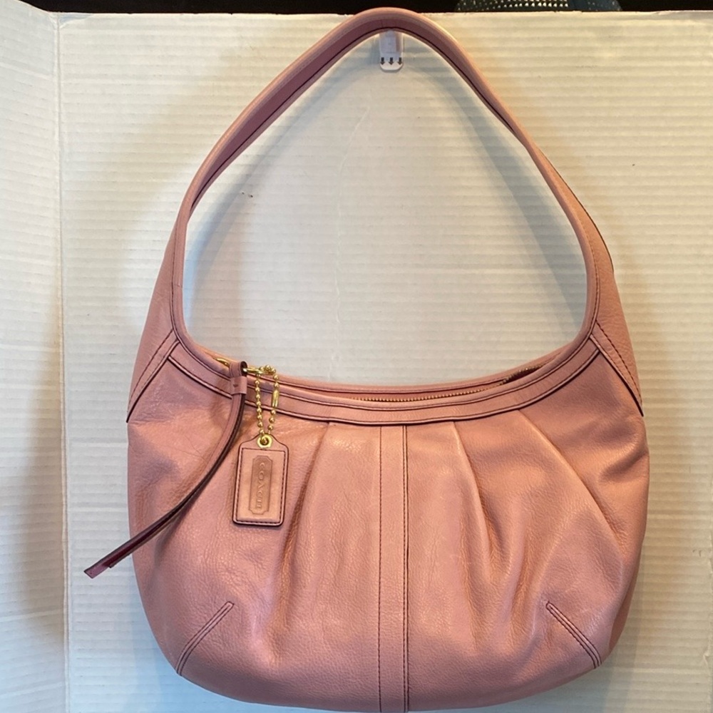 Coach Vintage Pink Hobo Bag with Pleated Design